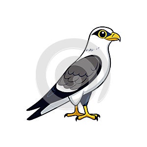 Stylized falcon bird illustration standing on white background vector photo