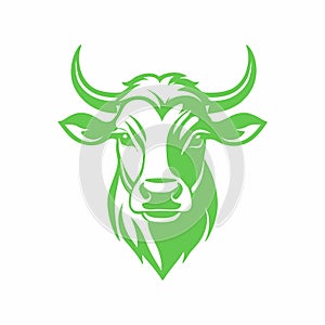 Stylized vector of green bull head on a white background