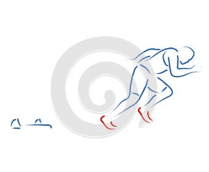 Stylized vector illustration with athlete sprinting