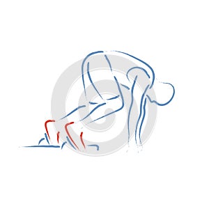 Stylized vector illustration with athlete sprinting