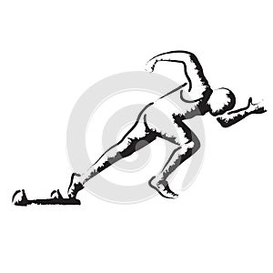 Stylized vector illustration with athlete sprinting