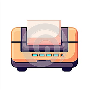 Stylized vector illustration of a compact electronic receipt printer machine