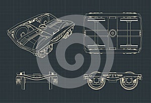 Wheelbase of a train car blueprint