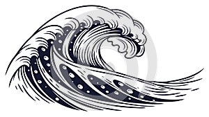 Stylized Ocean Wave: Dynamic Abstract Water Art, vector design Generative AI