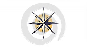 Eight-Pointed Compass Star Icon Vector on White Background