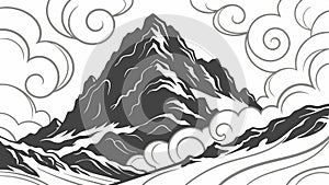 Stylized mountain peak illustration, vector design Generative AI