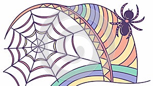 Stylized Spiderweb with Spider Geometric Background Vector, vector design Generative AI