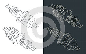 High-voltage isolator isometric blueprints