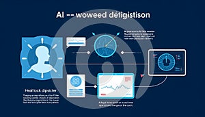 Stylized vector infographic of AI-powered diagnostic workflow patient scan, algorithm analysis, real-time result visualization,