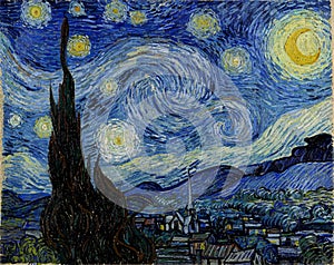 stylized vector version of Van Gogh\'s painting Starry Night