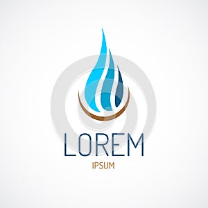 Stylized water drop logo template.