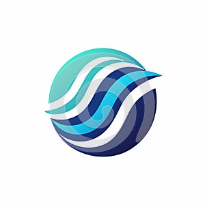 Stylized wave motif in blue and white, representing a water company logo, A minimalist logo featuring a stylized wave motif for a