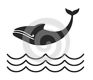 Stylized Whale with Ocean Waves