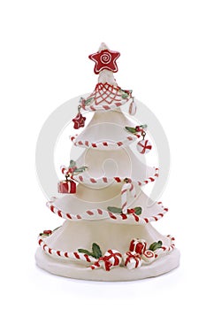 Stylized white christmas tree, isolated.