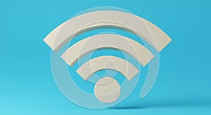 A stylized white Wi-Fi symbol is set against a solid blue background. The icon