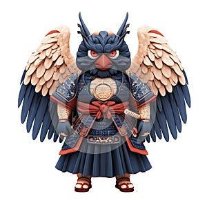 Mighty Owl Samurai Warrior with Wings