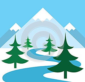 Stylized Winter Countryside with Trees