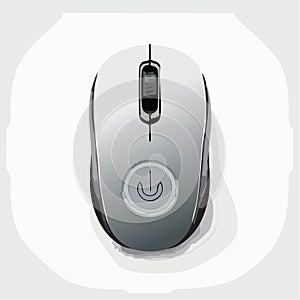 Stylized Wireless Computer Mouse Top View