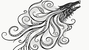 Stylized Wolf Head Vector Illustration, Wild Animal Spirit, Powerful Emblem Design, vector design Generative AI