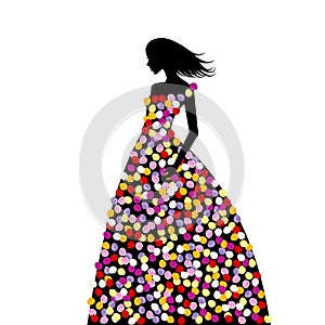 Stylized woman with dress made of roses