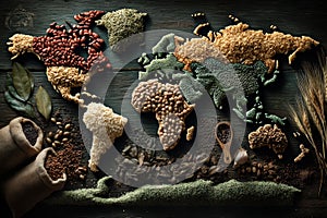 Stylized World Map Created from Food Elements and Ingredients 02