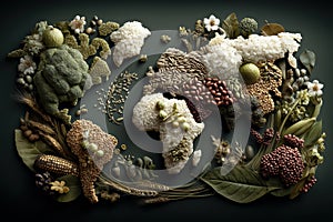 Stylized World Map Created from Food Elements and Ingredients 03