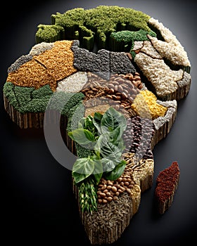 Stylized World Map Created from Food Elements and Ingredients 04