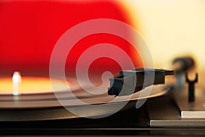 Stylus on a vinyl LP record photo