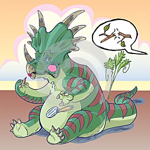 Styracosaurus dinosaur applying makeup photo