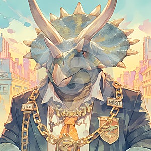 Styracosaurus Mayor\'s Business Attire