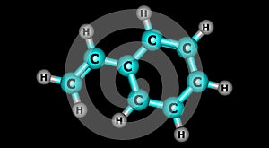Styrene molecular structure isolated on black