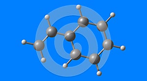 Styrene molecular structure isolated on blue
