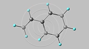 Styrene molecular structure isolated on grey