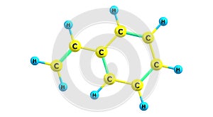 Styrene molecular structure isolated on white