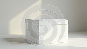 Styrofoam box in a studio with soft natural light, softbox lighting, neutral tone