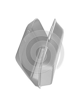 Styrofoam container empty on white