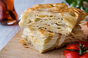 Su Boregi / Turkish Patty with tea.