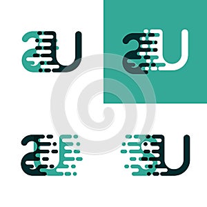 SU letters logo with accent speed in light green and dark green