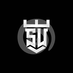 SU Logo Letter Castle Shape Style