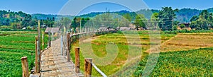 Su Tong Pae Bamboo Bridge amid the agricultural lands, Mae Hong Son, Thailand