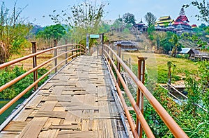 Su Tong Pae Bamboo Bridge and Buddhist shrine, Mae Hong Son suburb, Thailand