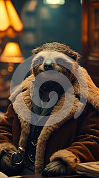 Suave sloth in a photo
