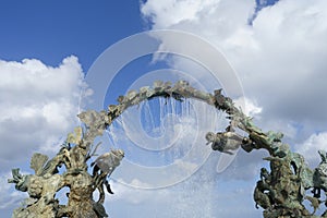 Subaqueous theme sculpture against the blue sky