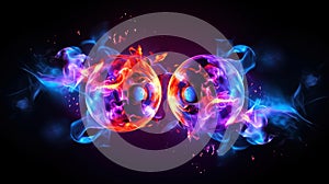 Subatomic proton particle collision. Nuclear fusion concept. Generative AI