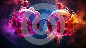 Subatomic proton particle collision. Nuclear fusion concept. Generative AI