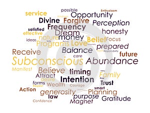 Subconscious Abundance words wordcloud design concept