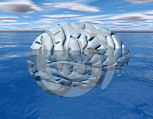 Subconscious mind concept with brain under water.