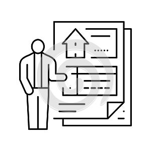 subcontractor bids interior design line icon vector illustration