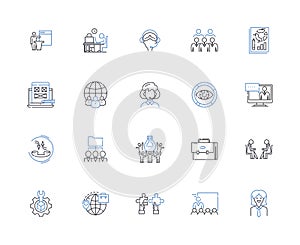 Subcontractor line icons collection. Partnership, Expertise, Outsourcing, Efficiency, Collaboration, Specialist