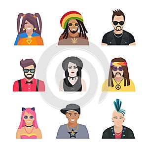 Subcultures People Icons Set